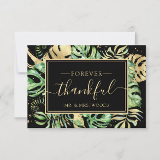 Elégant Tropical Gold & Black Wedding shower Merci