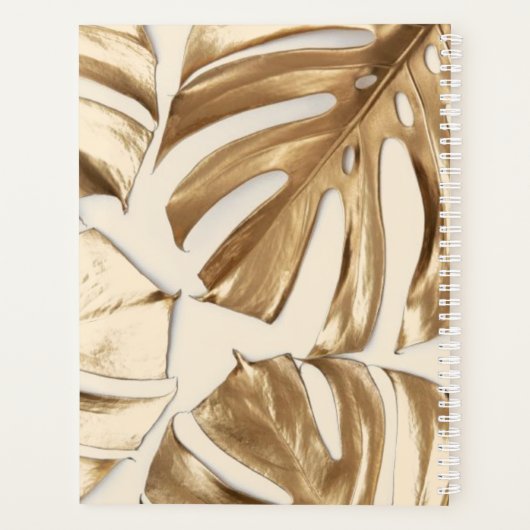 Elégant Tropical Gold Leaf Nom hebdomadaire et men (Dos)