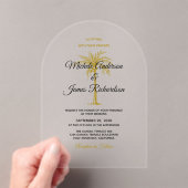 Elegant Tropical Gold Palm Tree Weddenschap Acryl Uitnodigingen (Insitu (Draagbaar))
