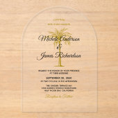 Elegant Tropical Gold Palm Tree Weddenschap Acryl Uitnodigingen (Voorkant)