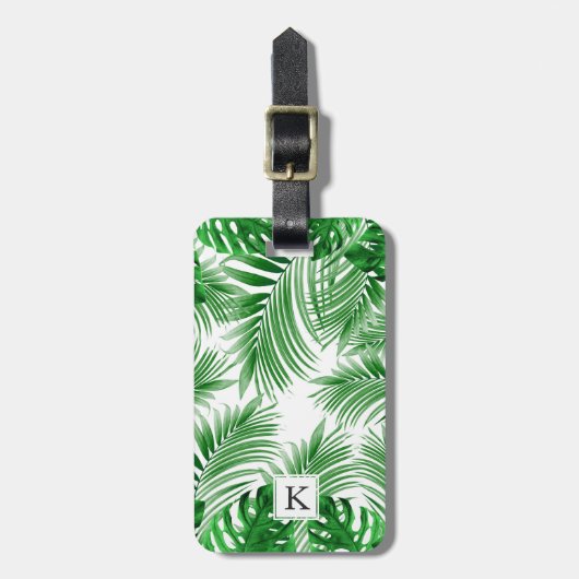 elegant Tropical green palm leaf pattern Bagagelabel (Voorkant verticaal)