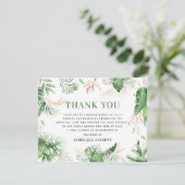 Elegant Tropical Greenery & Gold Sympathie Bedankkaart (Staand voorkant)