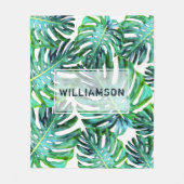 Elegant Tropical Greenery Hawaii Leaf Fleece Deken (Voorkant)
