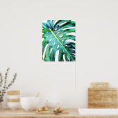 Elegant Tropical Hawaii Monstera Leaf Photography Poster (Keuken)