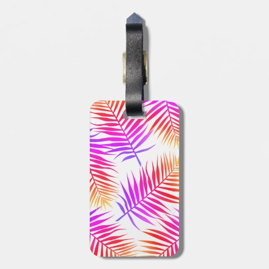 Elegant Tropical Island Palm Fronds & Name Bagagelabel (Achterkant verticaal)