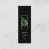 Elegant Tropical Leaf Black Mini Visitekaartje (Voorkant)