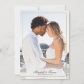 Elegant Tropical Leaf Foto Green Gold Wedding Kaart (Achterkant)