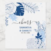 Elegant Tropical Leaves Wijn Etiket (Enkel label)