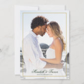 Elegant Tropical Monstera Leaf Photo Beach Wedding Kaart (Achterkant)