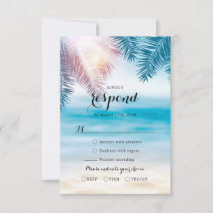 Elegant Tropical Ocean Summer Beach Wedding RSVP Kaartje