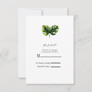 Elegant Tropical Palm Leaves Wedding RSVP Antwoord