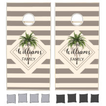 Elegant Tropical Palm Tree Beige Striped