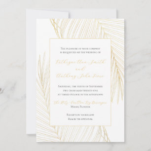 Elégant Tropical Plage Mariage Gold Invitation