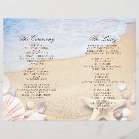 Élégant Tropical Plage Mariage Plier Carte Program (Dos)