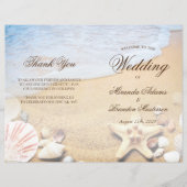Élégant Tropical Plage Mariage Plier Carte Program (Devant)