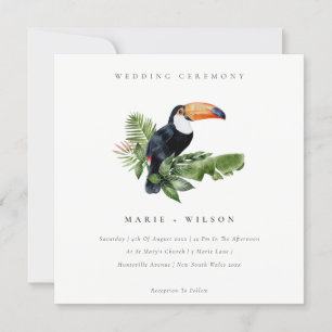 Elegant Tropical Rainforest Toucan Wedding Invite Bedankkaart