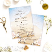 Elégant Tropical Starfish Plage Mariage Invitation