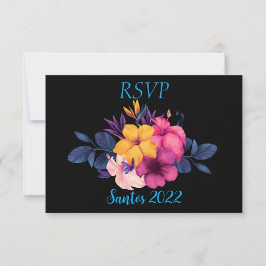 Elegant Tropical Theme Wedding RSVP Kaartje (Voorkant)