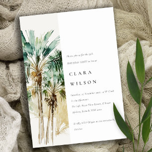 Elegant Tropical Waterverf Palm Trees Birthday Kaart