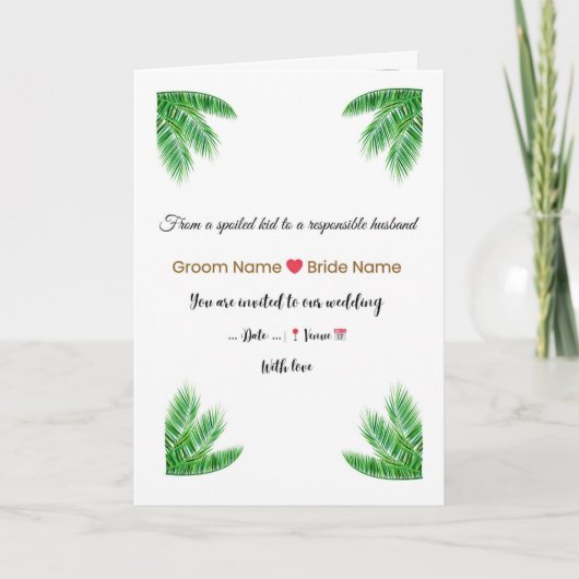 Elegant Tropical Wedding Invitation  (Devant)