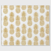 Elegant Tropical White Gold Pineapple Patroon Cadeaupapier (Vlak)