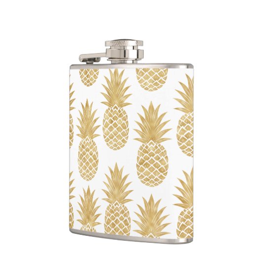 Elegant Tropical White Gold Pineapple Patroon Heupfles (Links)