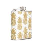 Elegant Tropical White Gold Pineapple Patroon Heupfles (Rechts)