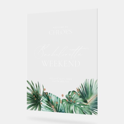 Elegant Tropisch Bachelorette Acryl Welkomstbord Acryl Bord (Hoek)