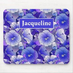 Elegant Tropisch Blauw en witte Hibiscus-ventilato Muismat