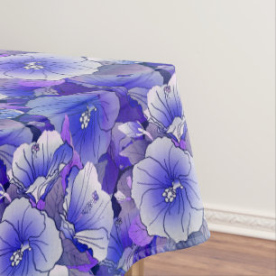 Elegant Tropisch Blauw en witte Hibiscus-ventilato Tafelkleed