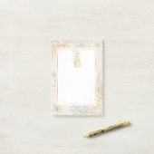 Elegant tropisch flesje goudanananas post-it® notes (Op bureau)