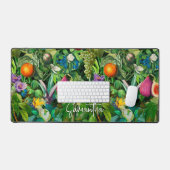 Elegant tropisch fruit groen patroon monogram bureaumat (Keyboard & Muis)
