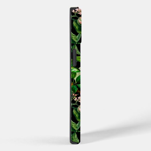 Elegant tropisch fruit zwart patroon monogram Case-Mate iPhone case (Achterkant / Rechts)