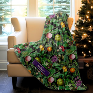 Elegant tropisch groen blad en tropisch fruit fleece deken