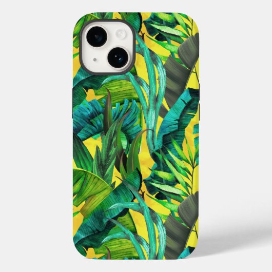 Elegant tropisch groen blad geel patroon Case-Mate iPhone case (Achterkant)
