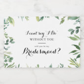 Elegant Tropisch Groen Bladgroen Bruidsmeisje Voor Sparkling Wijnetiket (Enkel label)