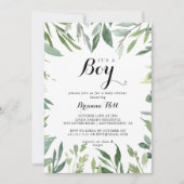 Elegant Tropisch Groen Het is een Jongen Baby show Kaart (Voorkant)
