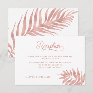 Elegant Tropisch Roos Gold White Weduwen Reception Informatiekaartje