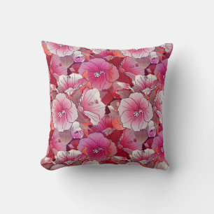 Elegant tropisch roze en witte hibiscus bloem kussen