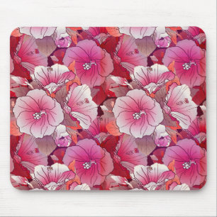 Elegant tropisch roze en witte hibiscus bloem muismat
