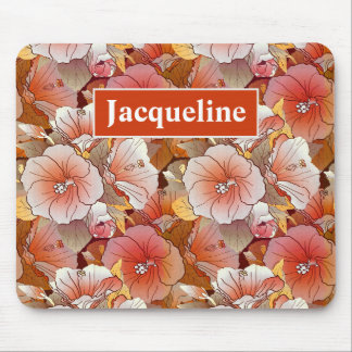 Elegant tropisch strand en witte hibiscus flank muismat