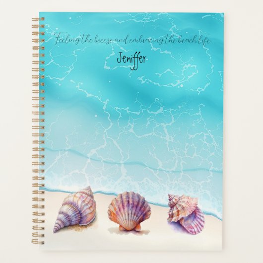 Elegant Tropisch Strand Zeeschelpen Nautische Pare Planner (Voorkant)