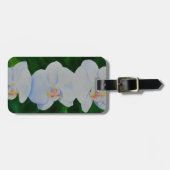 Elegant tropisch wit waterverf orchidee schilderij bagagelabel