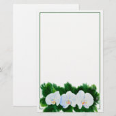 Elegant tropisch wit waterverf orchidee schilderij briefpapier (Voorkant / Achterkant)