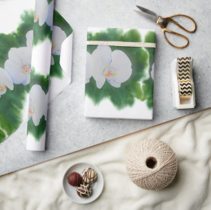 Elegant tropisch wit waterverf orchidee schilderij cadeaupapier