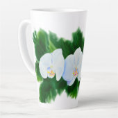 Elegant tropisch wit waterverf orchidee schilderij latte mok (Linkerhoek)