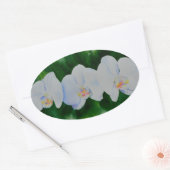 Elegant tropisch wit waterverf orchidee schilderij ovale sticker (Envelop)