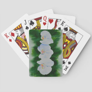 Elegant tropisch wit waterverf orchidee schilderij speelkaarten