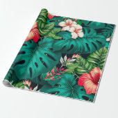 Elegant Tropische Bladeren en Hibiscus Flowers | Cadeaupapier (Uitgerold)