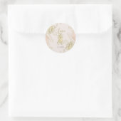Elegant tropische flora met flesje met datum opsla ronde sticker (Tas)